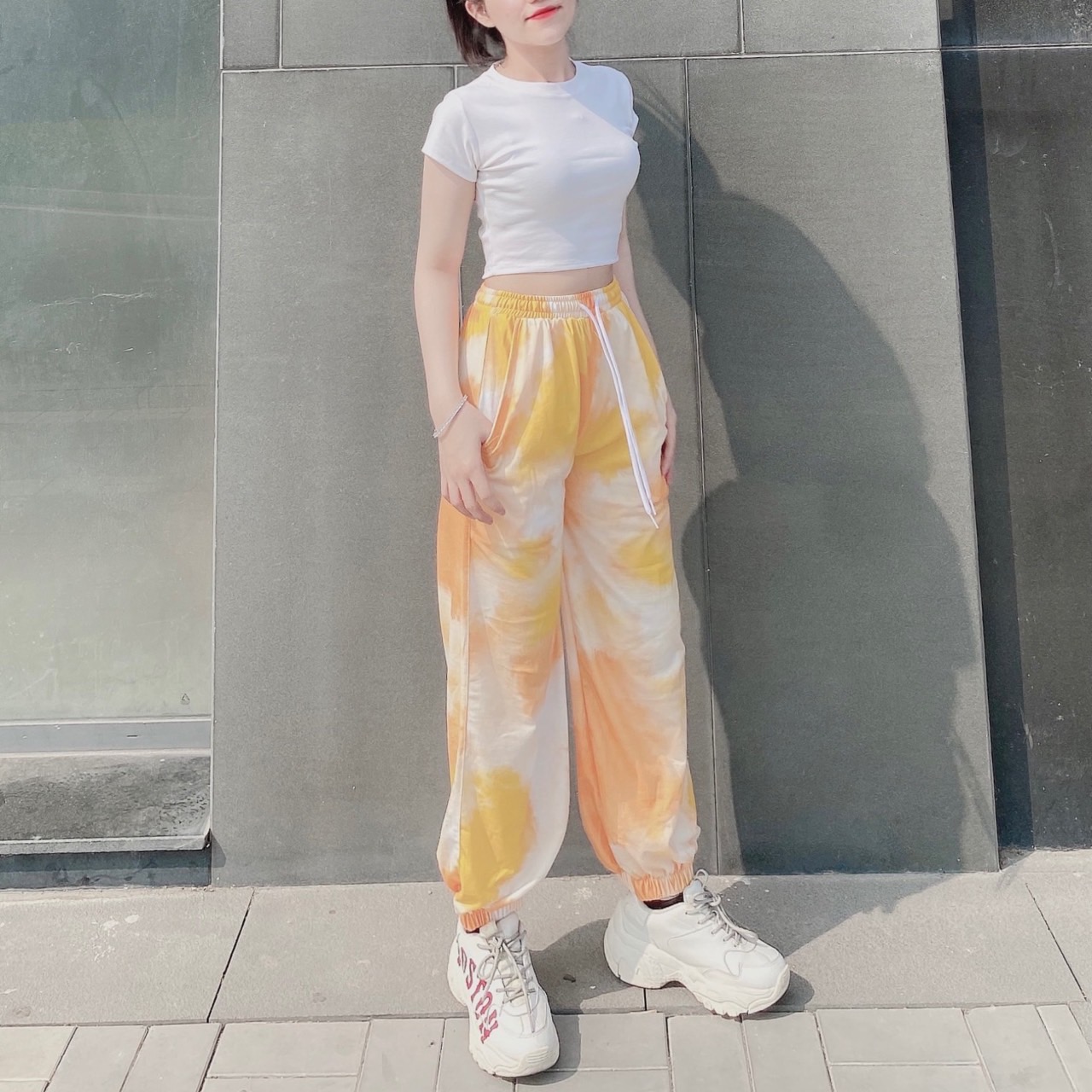 Quần Jogger Lưng Thun Loang Màu Dài Bo Lai Dáng Rộng Màu Cam - Jogger 3D Long Basic Pant Unisex - MM - M