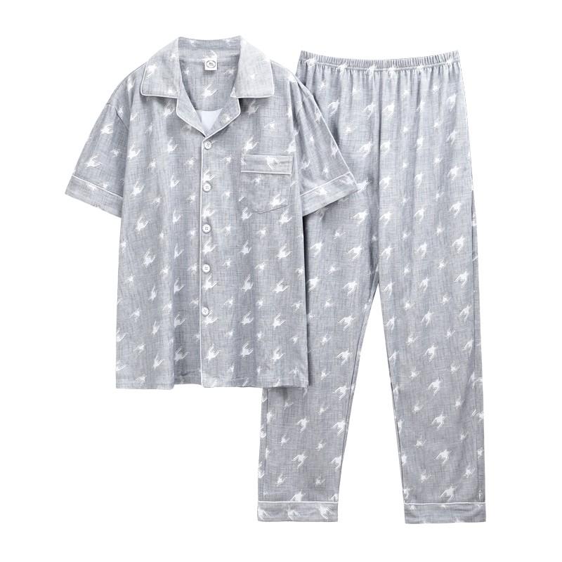 Bộ PIZAMA NAM cộc tay-Đồ bộ nam chất vải COTTON 100% dày dặn, thông thoáng, Pyjama Quảng Châu