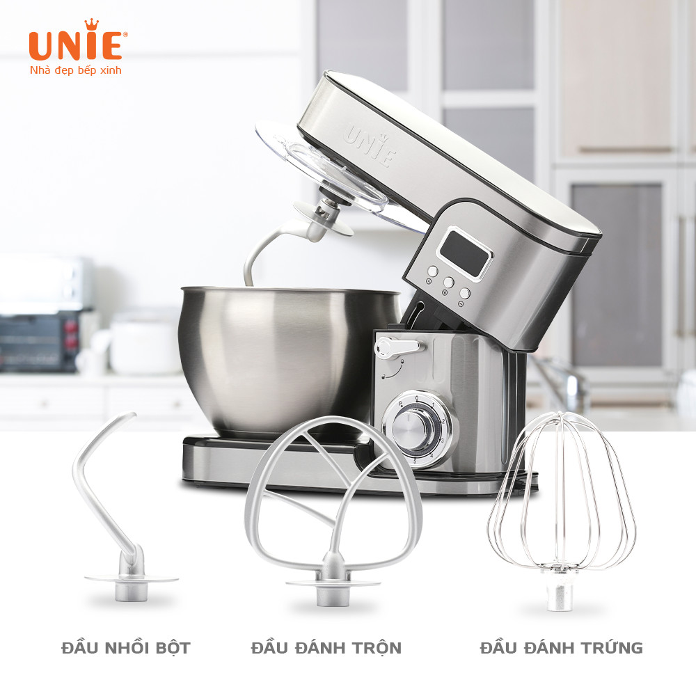 Máy Trộn Bột Đánh Trứng Đa Năng UNIE EM5 Cao Cấp Tiêu Chuẩn Đức Dung Tích 8 Lít Công Suất 1300W - Hàng Chính Hãng