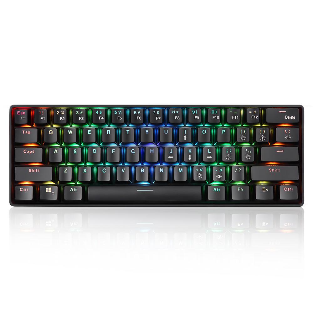 61 phím bàn phím cơ chế độ kép không dây USB 2.4G với hiệu ứng RGB