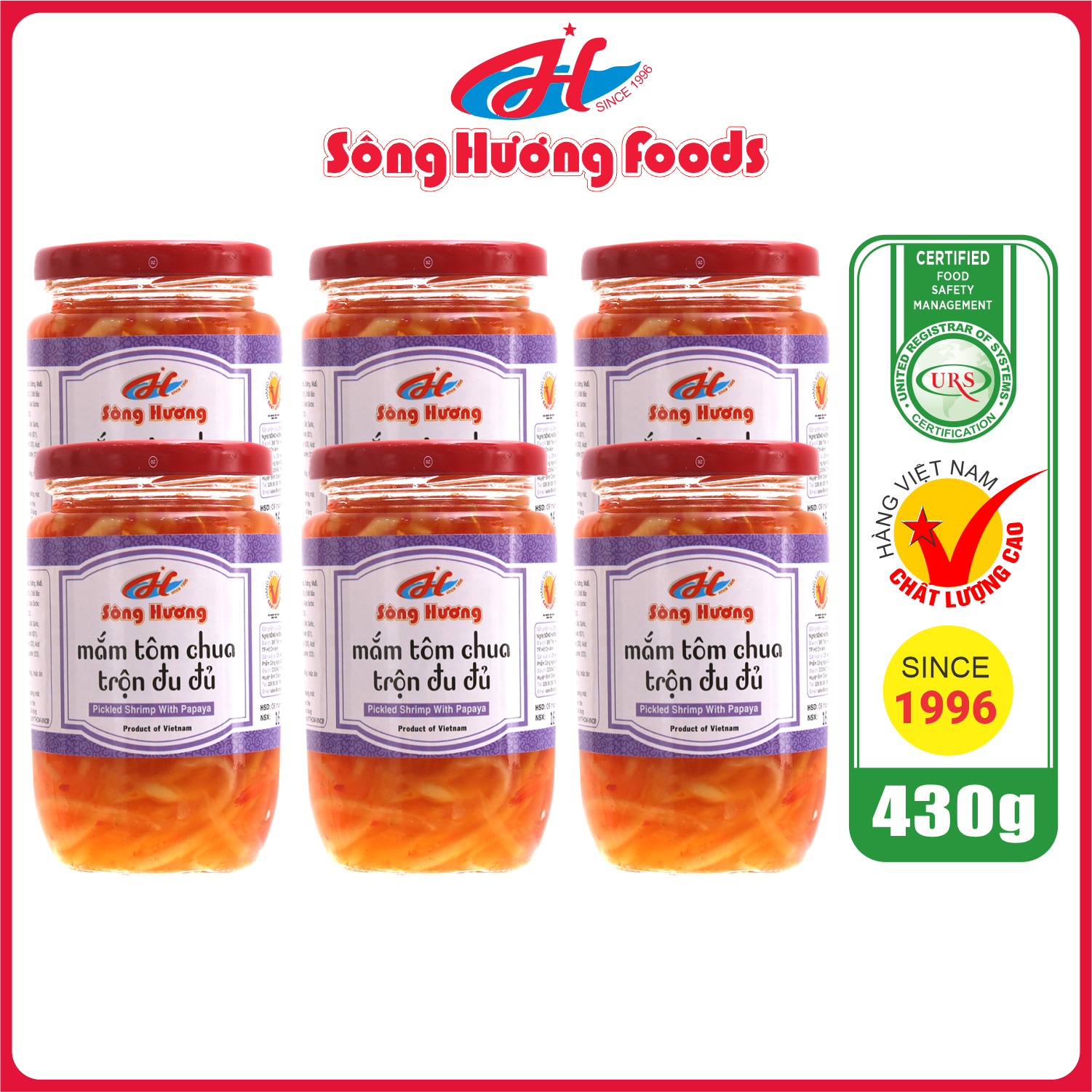 6 Hũ Mắm Tôm Chua Trộn Đu Đủ Sông Hương Foods Hũ 430g