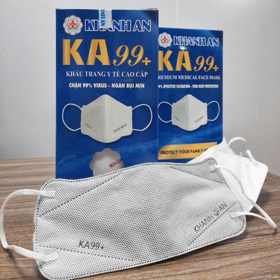 30 cái Khẩu trang y tế 4D Khánh An KA99 ngăn bụi vi khuẩn 99% ôm sát khuôn mặt không lem son và rất dễ thở
