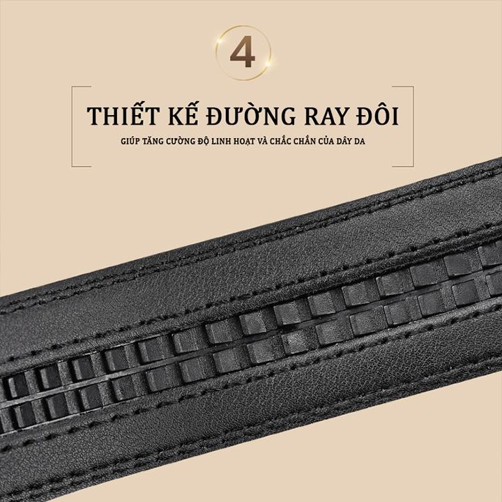  Dây nịt / Thắt lưng nam thời trang công sở 2 tam giác vàng, dây may 2 viền