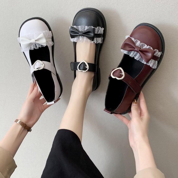Giày Búp Bê Mũi Tròn Phối Nơ Phong Cách Hàn Quốc Cho Nữ