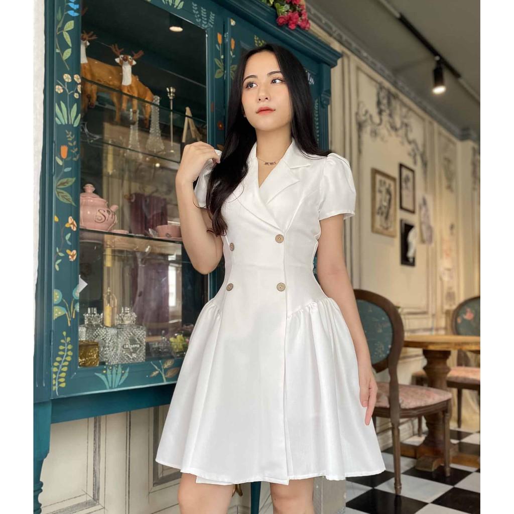 Đầm vest trắng đi tiệc cưới, dạo phố, đi chơi, đi làm xinh xắn, sang trọng