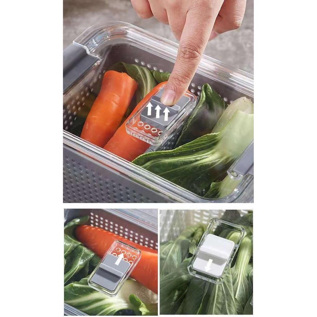 Hộp đựng bảo quản thực phẩm tủ lạnh 2 lớp có lỗ thông khí thoát nước giữ thực phẩm khô ráo tươi lâu AZ AD25220