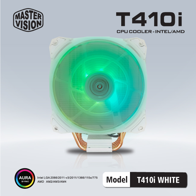 Tản nhiệt CPU T410i [TRẮNG] Fan VSP 12cm Led RGB Dùng Cho Tất Cả Socket - Hàng chính hãng Tech Vision phân phối