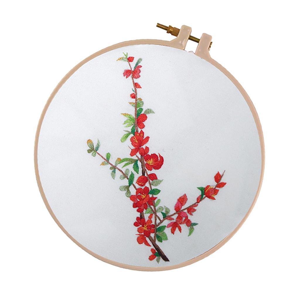DIY Ribbon Flower Embroidery Set Starter Frame Cross Stitch for Beginner Needlework Kit Art Craft Sewing Accessories