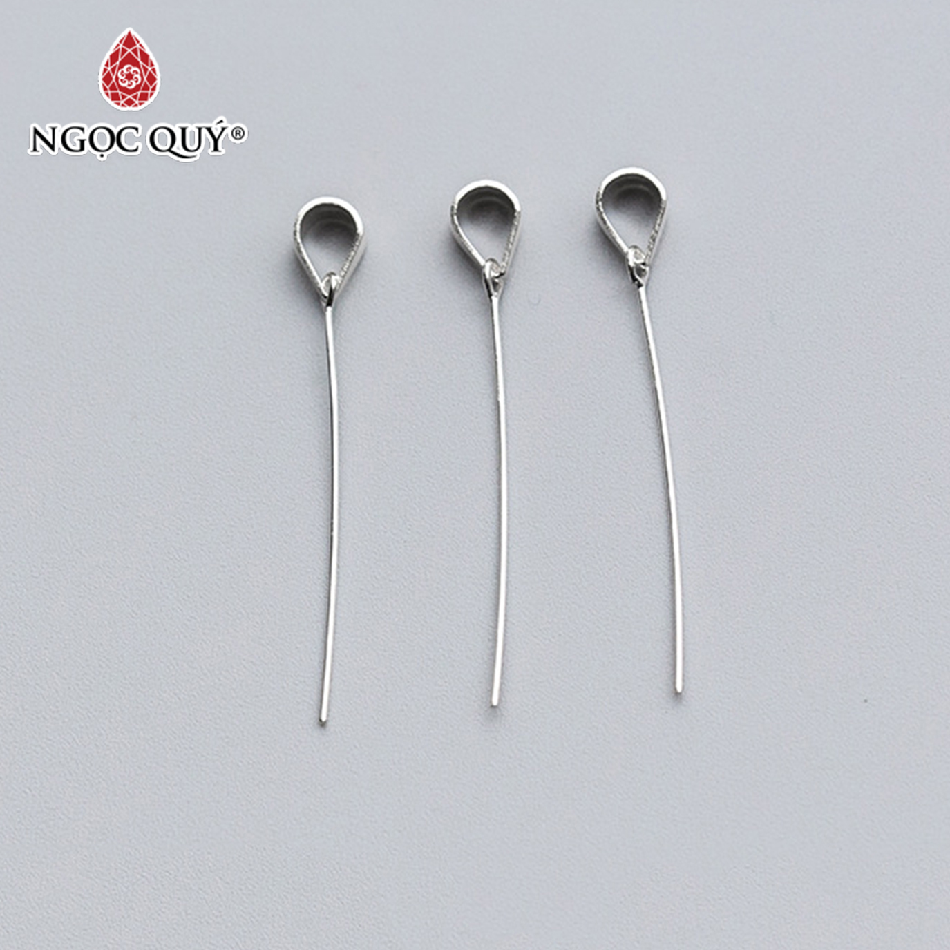 Combo 5 cái charm bạc móc khoen dài móc mặt dây chuyền - Ngọc Quý Gemstones