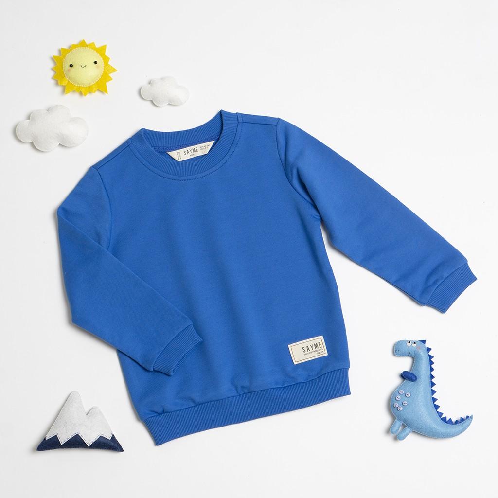 Áo nỉ trẻ em SAYME dài tay thu đông vải da cá mềm mịn ấm áp, kiểu dáng cơ bản nhiều màu lựa chọn KBSI0001