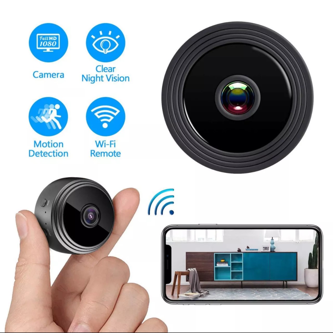 (Giá tốt) Camera wifi an ninh gia đình 1080p mini giấu kín, kết nối Wifi không dây hình ảnh chất lượng cao - Góc Quay Rộng