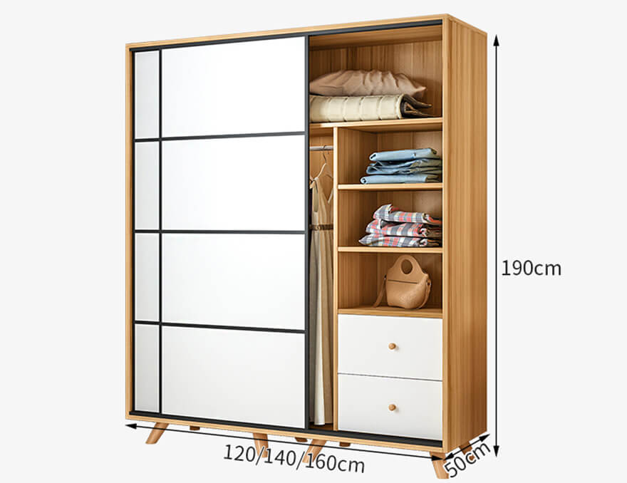 Tủ đựng quần áo cánh lùa bằng gỗ đa năng