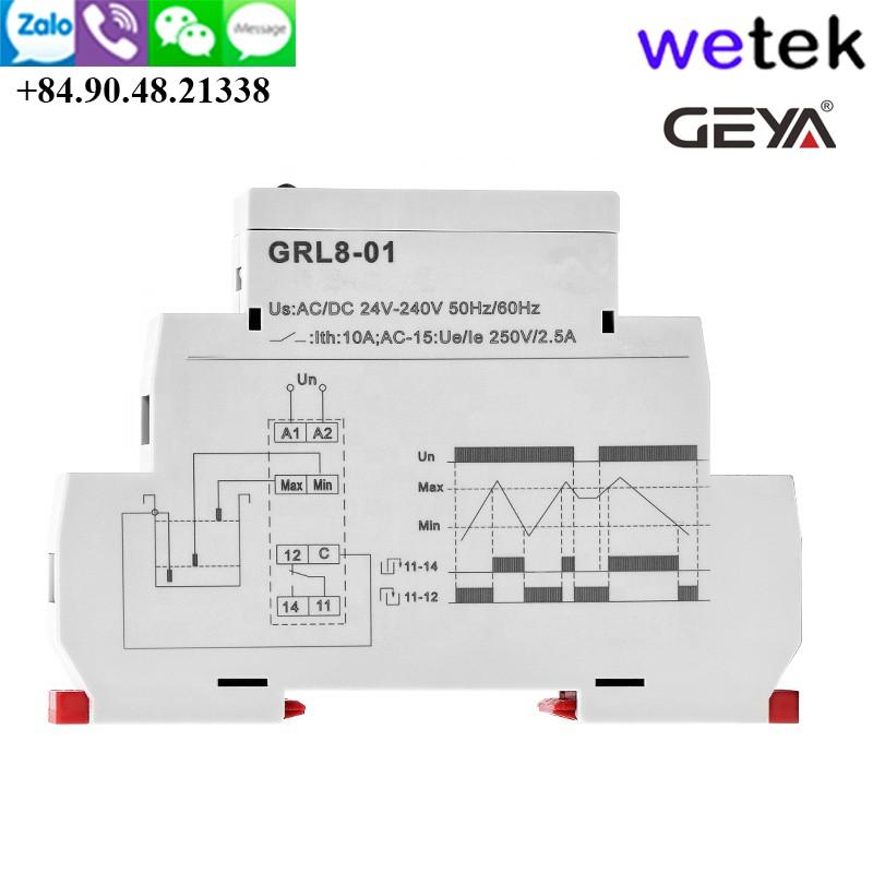 Wetek | Geya GRL8-01 Relay mức nước 3 que, floatless, có chỉnh mức điện trở, 18mm, DIN