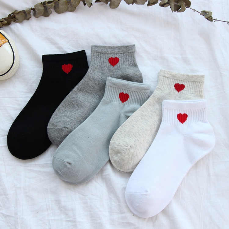 Combo 5 Đôi Tất Nữ Cổ Ngắn Hình Trái Tim đôi tất Quốc Dân