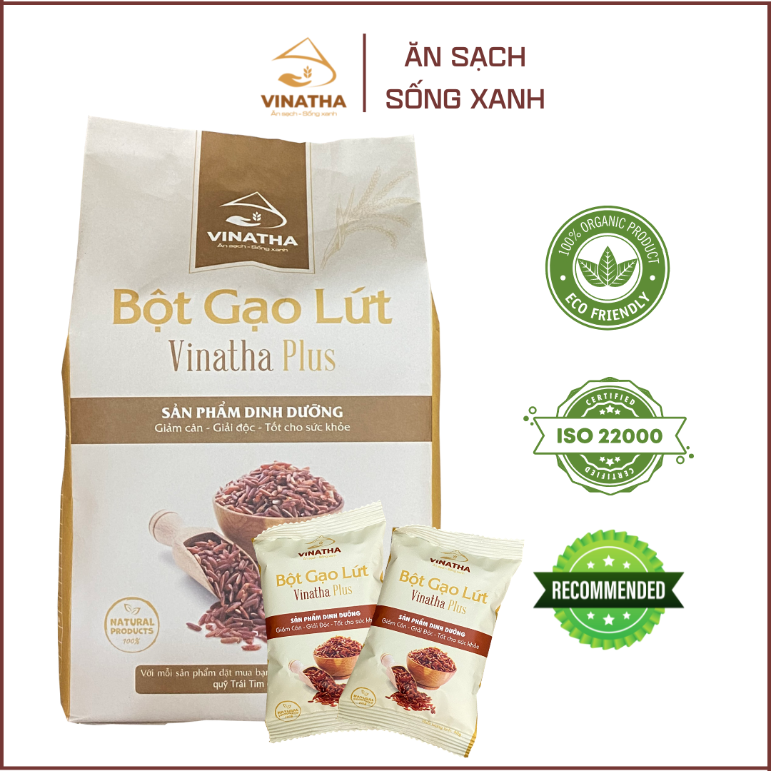 Bột Gạo Lứt Thực Dưỡng Vinatha Plus - Tiêu Mỡ Cải Thiện Sức Khỏe 24 gói nhỏ 40 gram