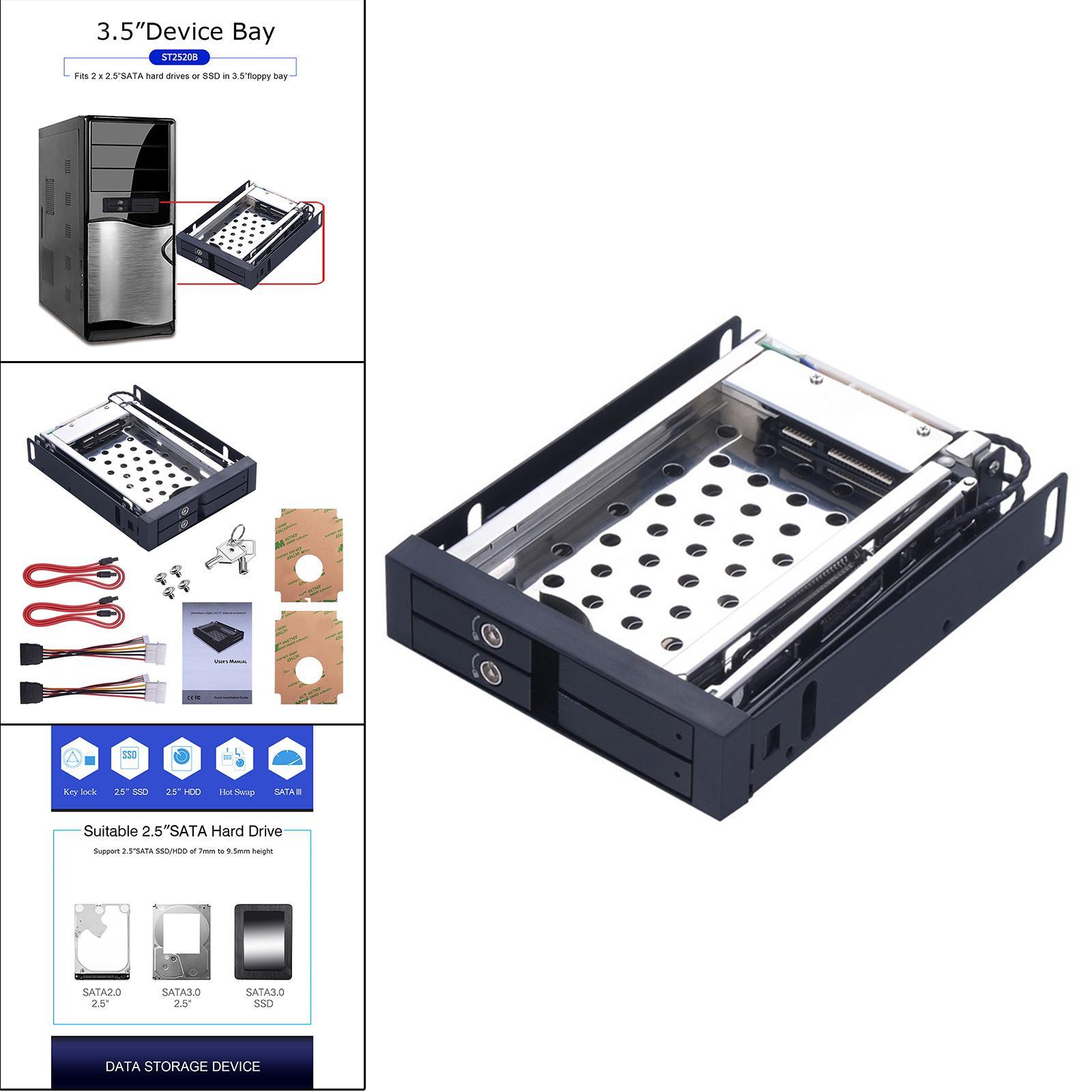 2.5'' SSD to 3.5'' Hard Disk Drive Mounting Bracket Kit SATA Power Cable