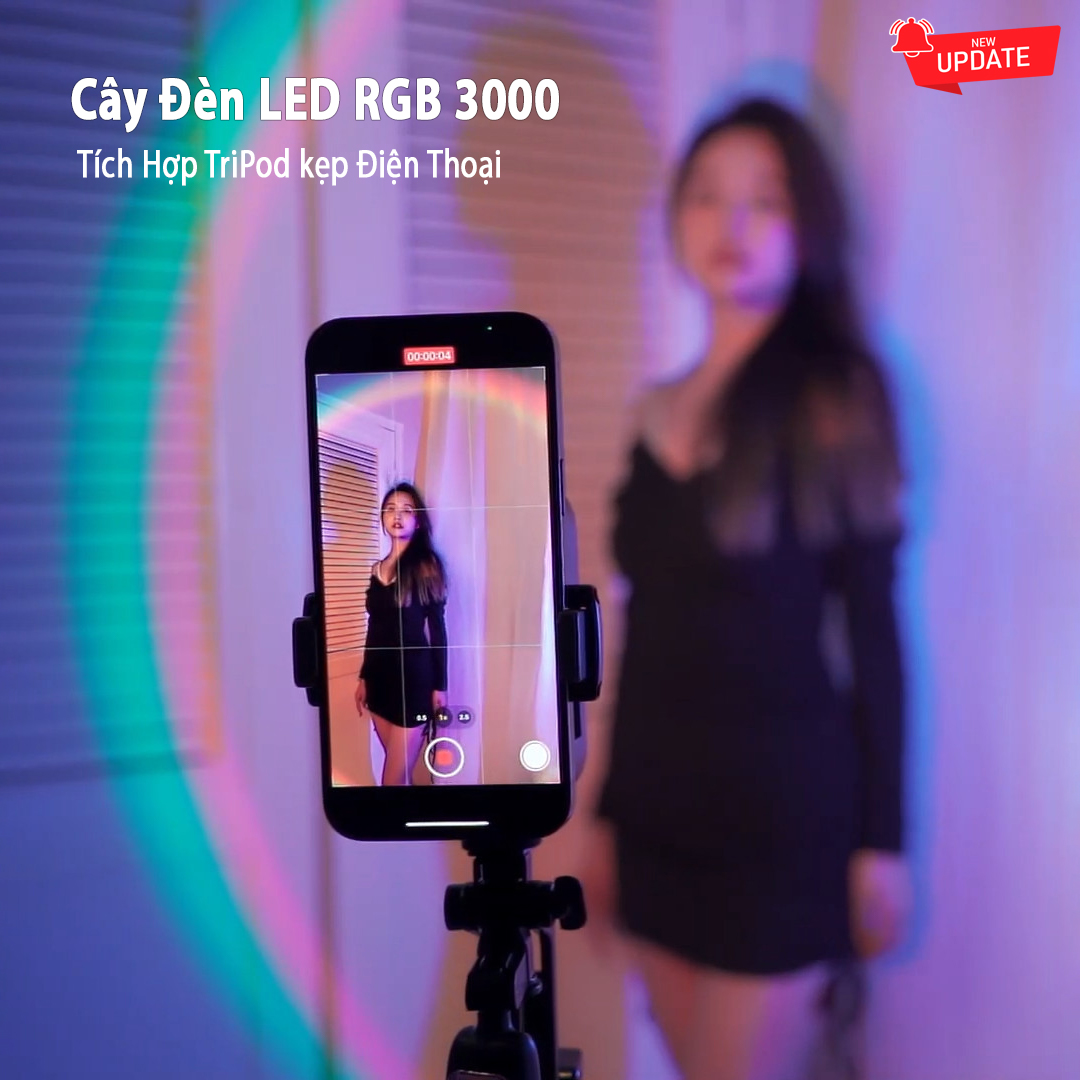 Cây Đèn RGB Hoàng Hôn High Tech Gate RGB3000 Chế Độ Cầm Tay Tripod Chụp Ảnh Selfie, Decor Trang Trí Quay Video Tiktok, Livestream Để Bàn Có Thể Kết Nối Gậy Chụp Hình, Camera Tiện Lợi, Hàng Chính Hãng