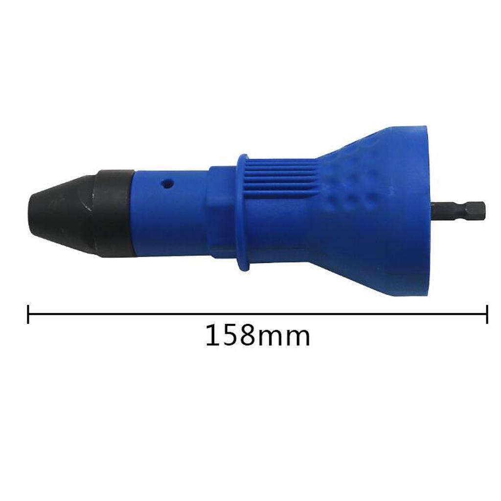 Electric Rivet Nut Gun Cordless Riveting Drill Adaptor Insert w/ Wrench Blue
