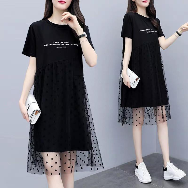 váy bầu quảng châu chất thun cotton 100% pha ren lưới cá tính w168
