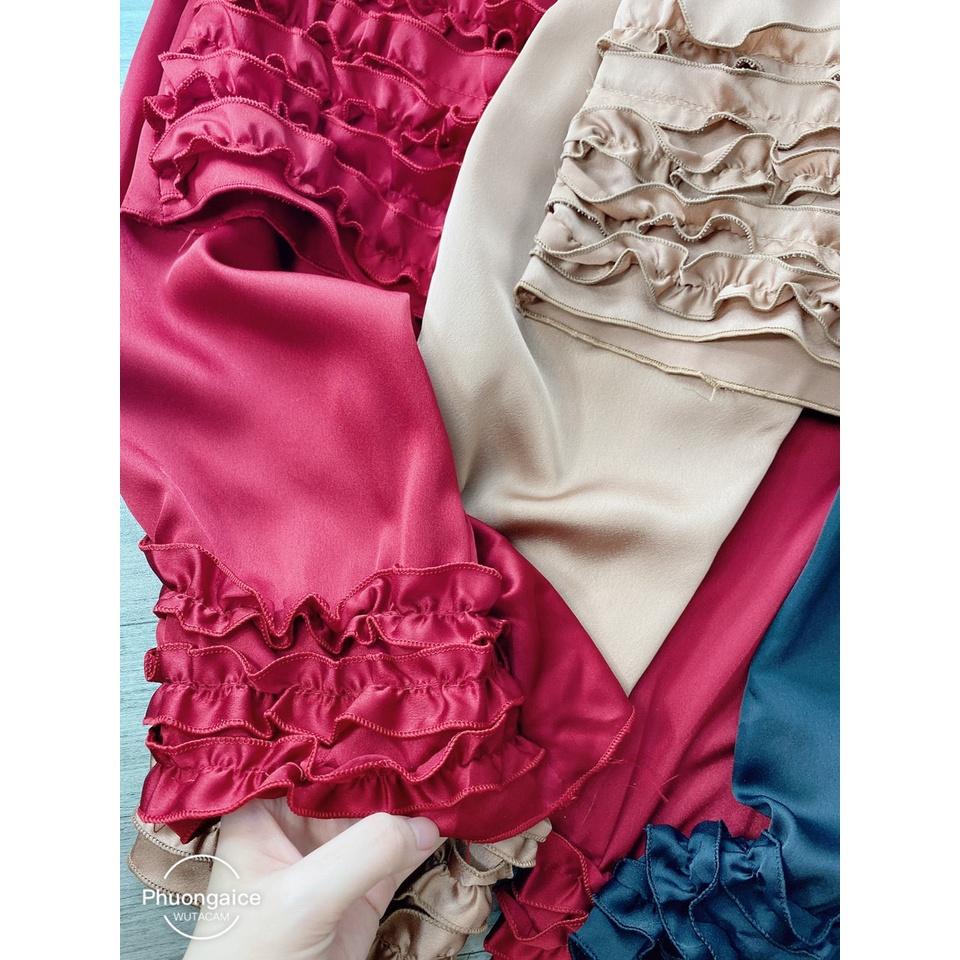 Đồ ngủ 2 dây quần dài bèo gợi cảm, đồ bộ satin mặc cực mát