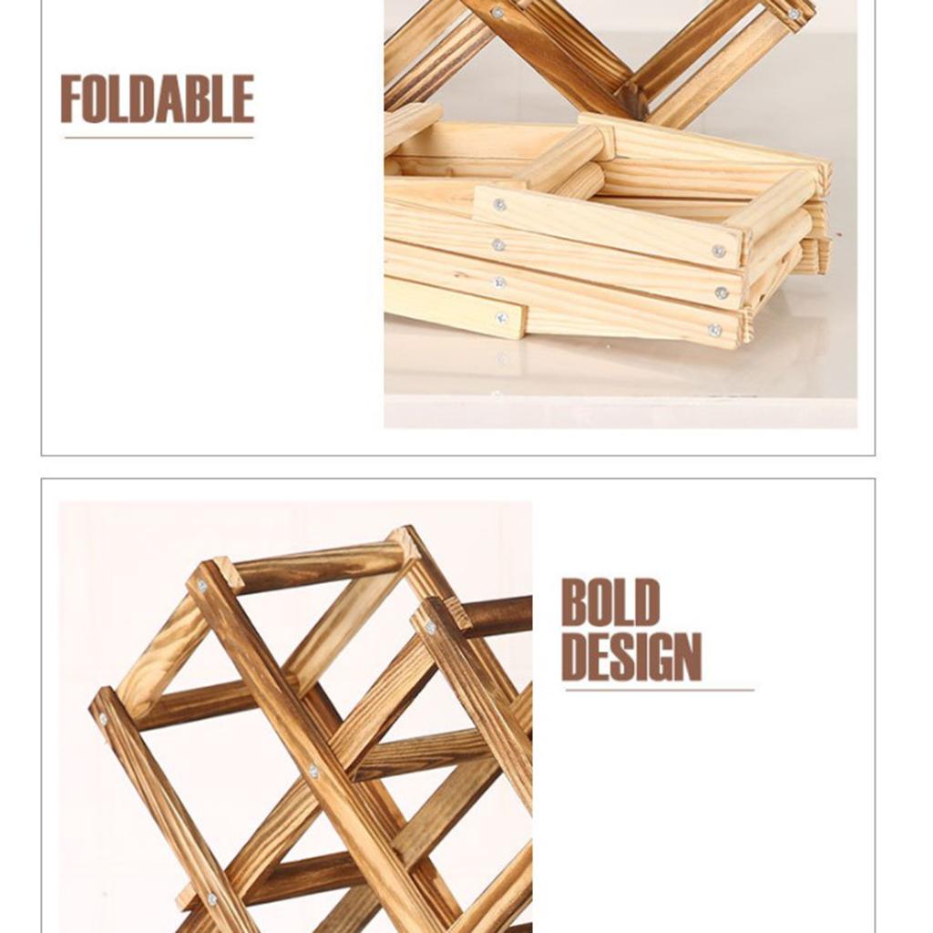 Wooden Red Wine Rack Bottle Holder Display Shelf Foldable