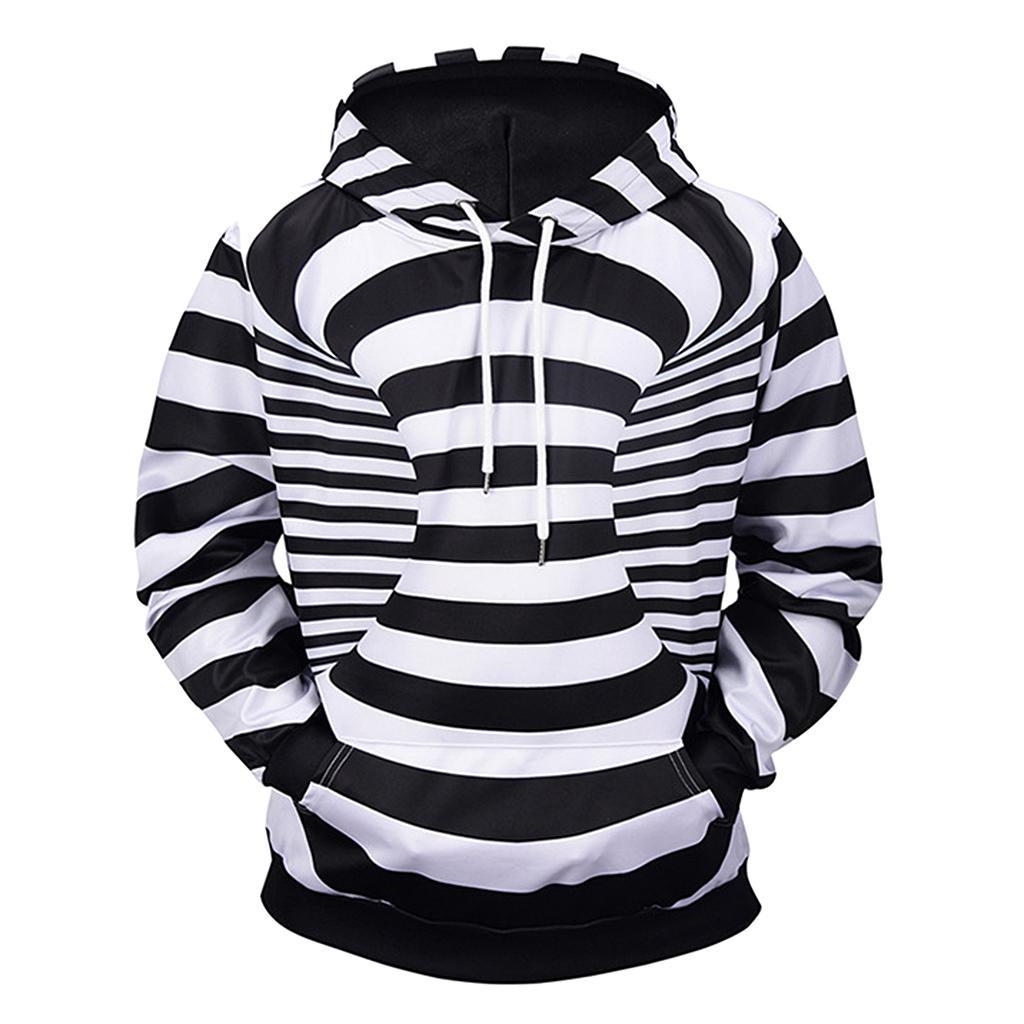 Novelty Men Women 3D Zebra Cross Stripe Hoodie Sweater Sweatshirt Jacket Coat Pocket Pullover Tops