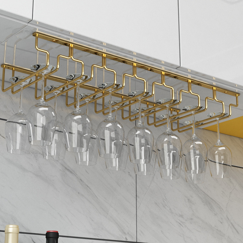 Giá Treo Ly Rượu Inox Mạ Vàng Quầy Bar 9-12 Ly Cao Cấp - Hàng Nhập Khẩu