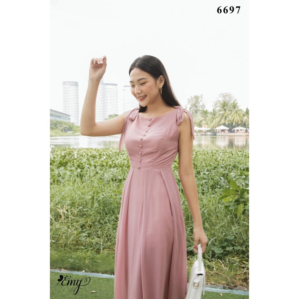 Maxi EMY EM6697 Hồng Ruốc Vai Nơ Không Túi