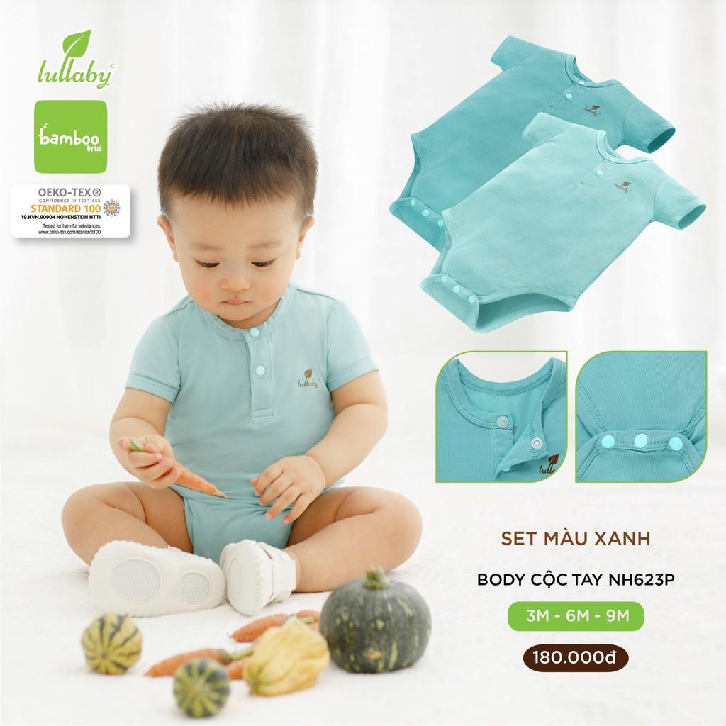 Set 2 body cộc tay sợi tre Lullaby NH623P, body sơ sinh mềm mịn, thoáng mát cao cấp