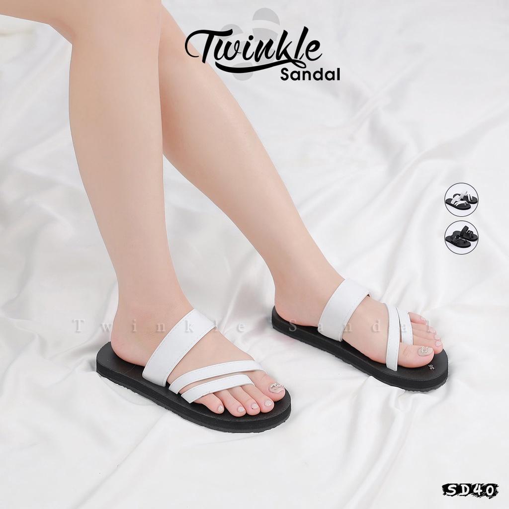 Dép sandal Nữ quai da mềm Đế bệt Cao Su ôm chân mã SD40