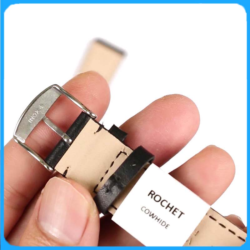 Dây Da Đồng Hồ ZRC Pháp Dòng MIAMI Da Bê Màu Đen Vân Trơn Cỡ 20mm