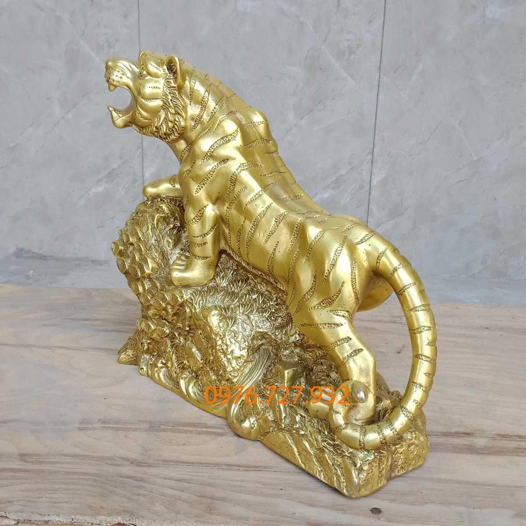 Tượng hổ cây tùng dài 27cm bằng đồng, tượng hổ phong thủy bằng đồng