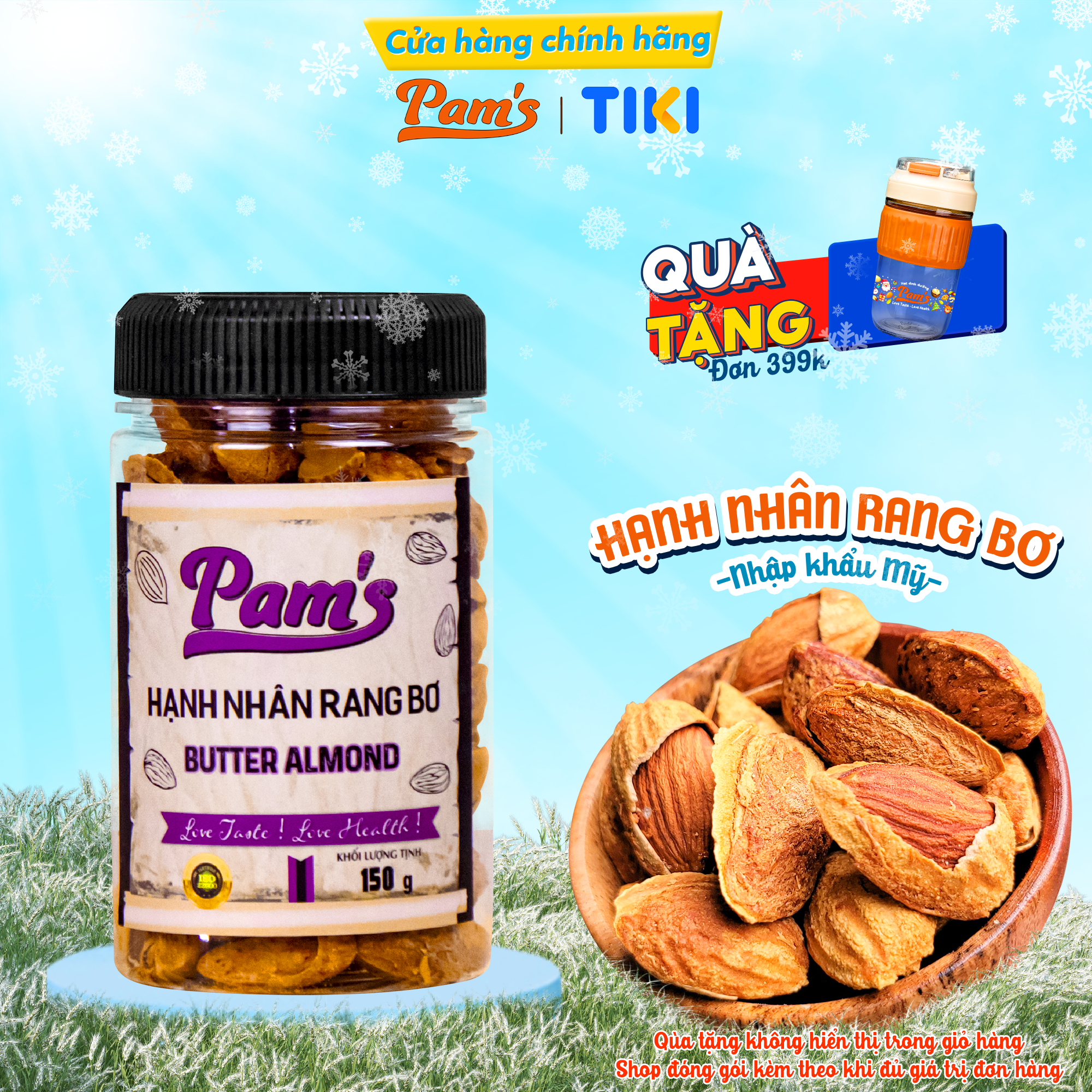 Hạnh Nhân Rang Bơ Nhập Khẩu Mỹ Pams 150g/hũ