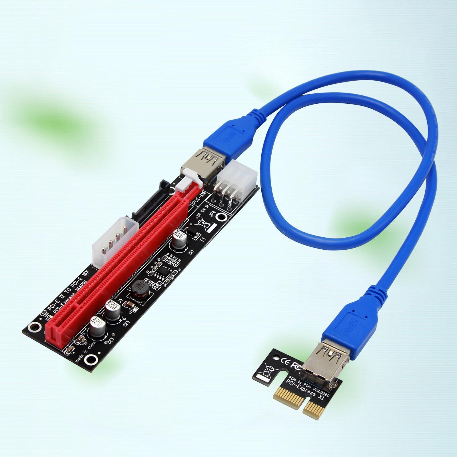 USB3.0 PCI-E Express 1x To16x Extender Riser Card for Mining-Blue
