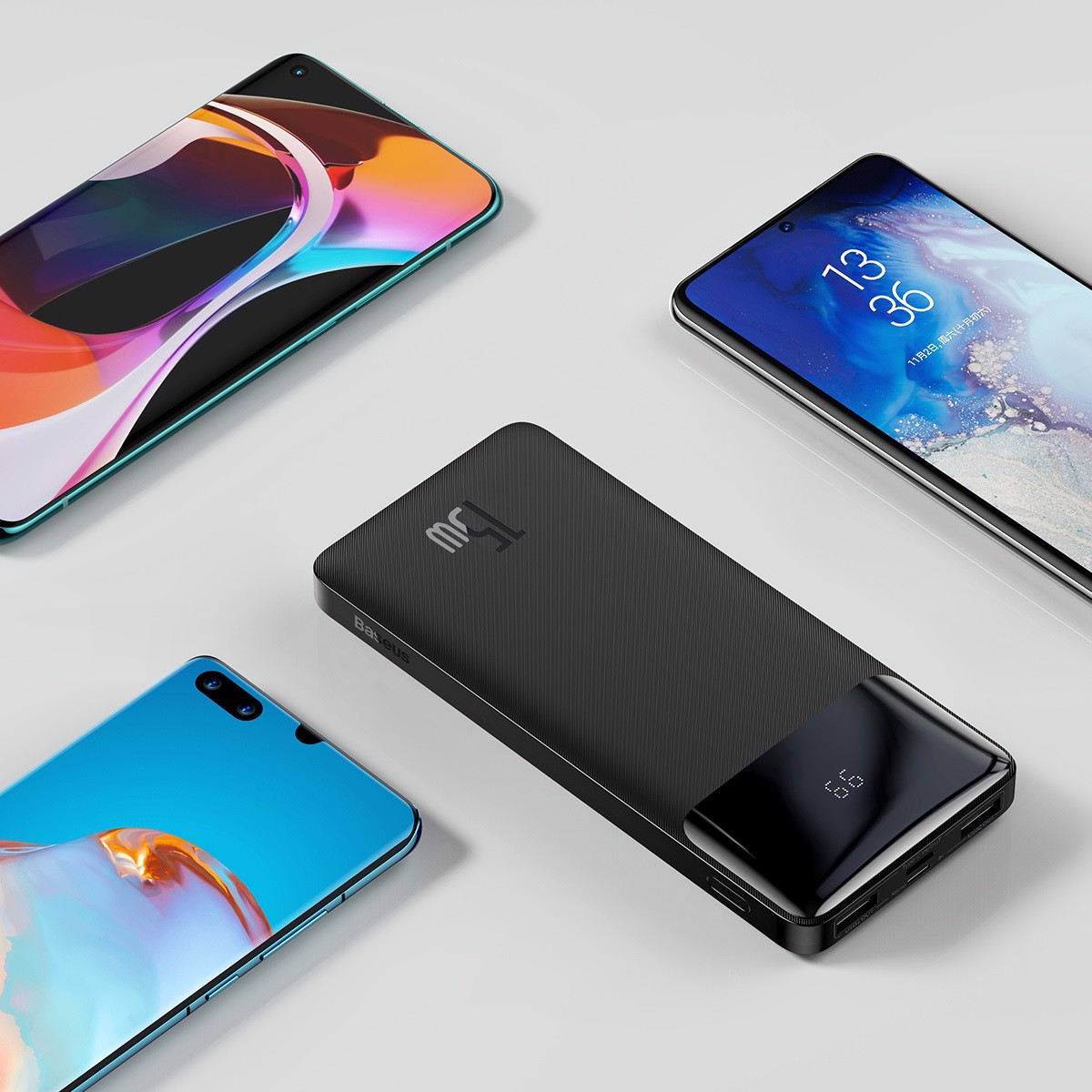 Pin sạc dự phòng sạc nhanh 15W dung lượng 20000 mAh trang bị 3 cổng ouput Type C và 2 USB A hiệu Baseus Bipow smart Digital Display cho Smartphone / Tablet / Laptop / Macbook - hàng nhập khẩu