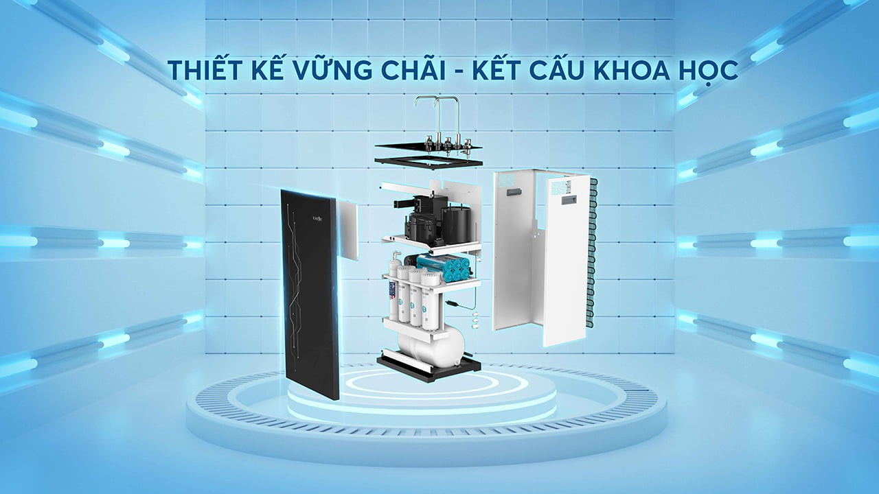 Máy lọc nước nóng lạnh Karofi KAD-I55 công nghệ làm lạnh Block 10 lõi lọc hàng chính hãng