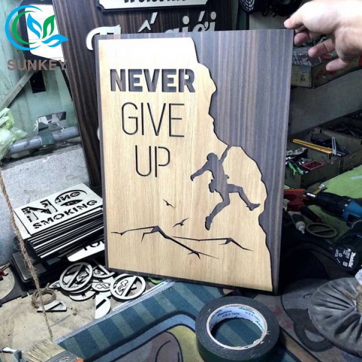 Tranh Decor Treo Tường - Tranh Động Lực Slogan - Never Give Up - Trang Trí Nhà Cửa, Văn Phòng Làm Việc, Tạo Động Lực