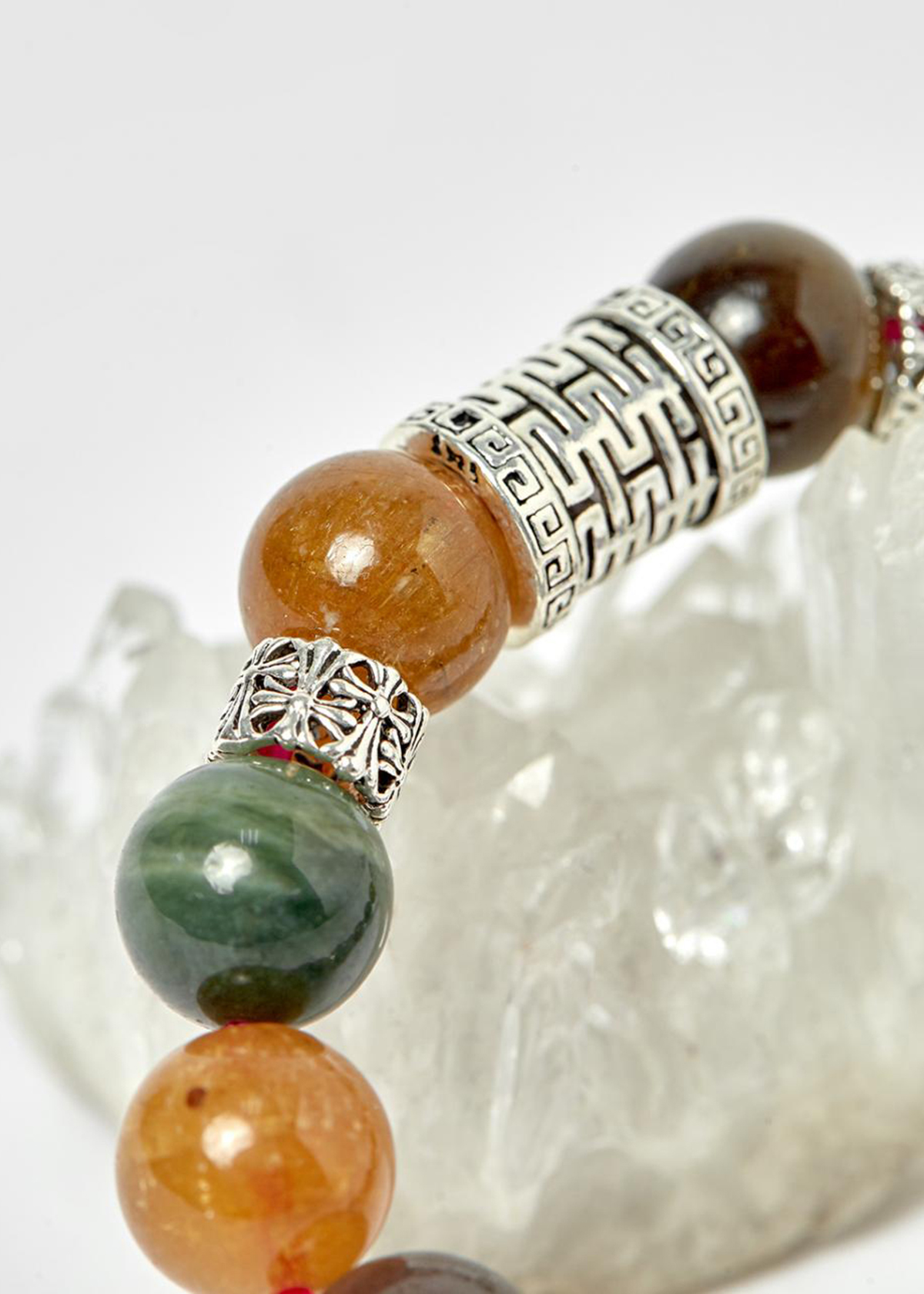 Vòng tourmaline đa sắc phối charm dreamcatcher bạc 10mm - Ngọc Quý Gemstones