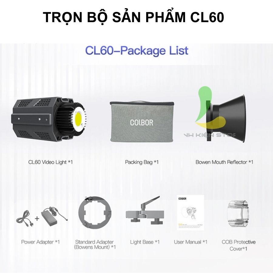 Đèn Led Video COLBOR CL60 Bi-Color - Đèn Studio hai màu 2700K-6500K quay phim chụp ảnh 65W