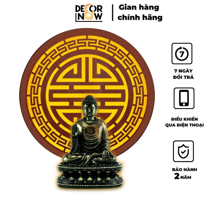 Đèn Hào Quang Phật In Tranh Trúc Chỉ CNC DECORNOW 30,40 cm, Trang Trí Ban Thờ, Hào Quang Trúc Chỉ VÂN GỖ DCN-TCC9