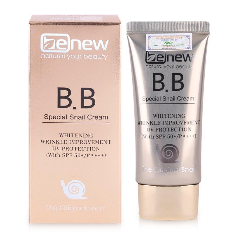 Kem nền siêu mịn tone tự nhiên BB Benew Special Snail Hàn Quốc tinh chất ốc sên SPF 50 PA+++ ( 50ml) - Hàng Chính Hãng