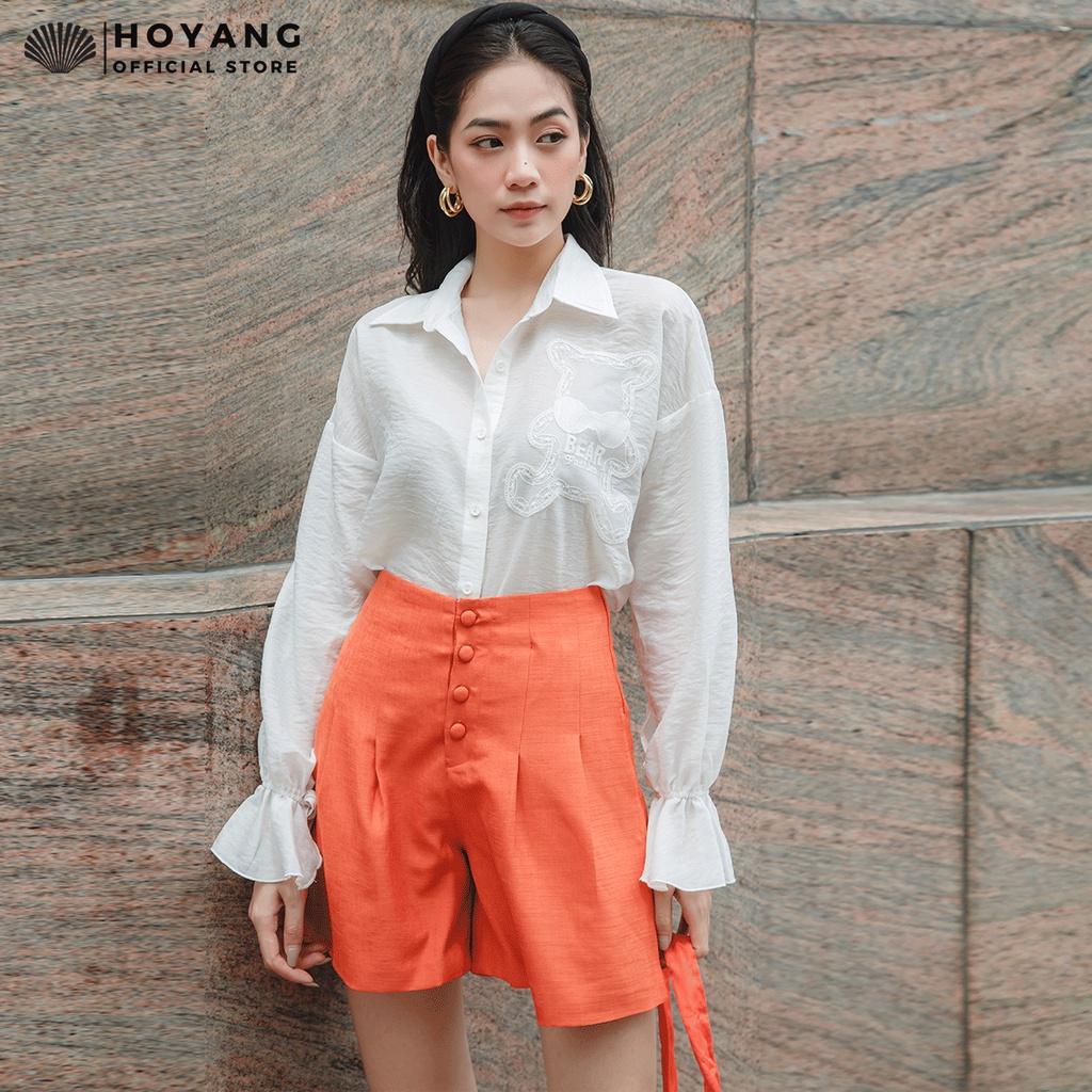 Quần Short Cạp Cao Đính Nút Thời Trang HOYANG QSHY01