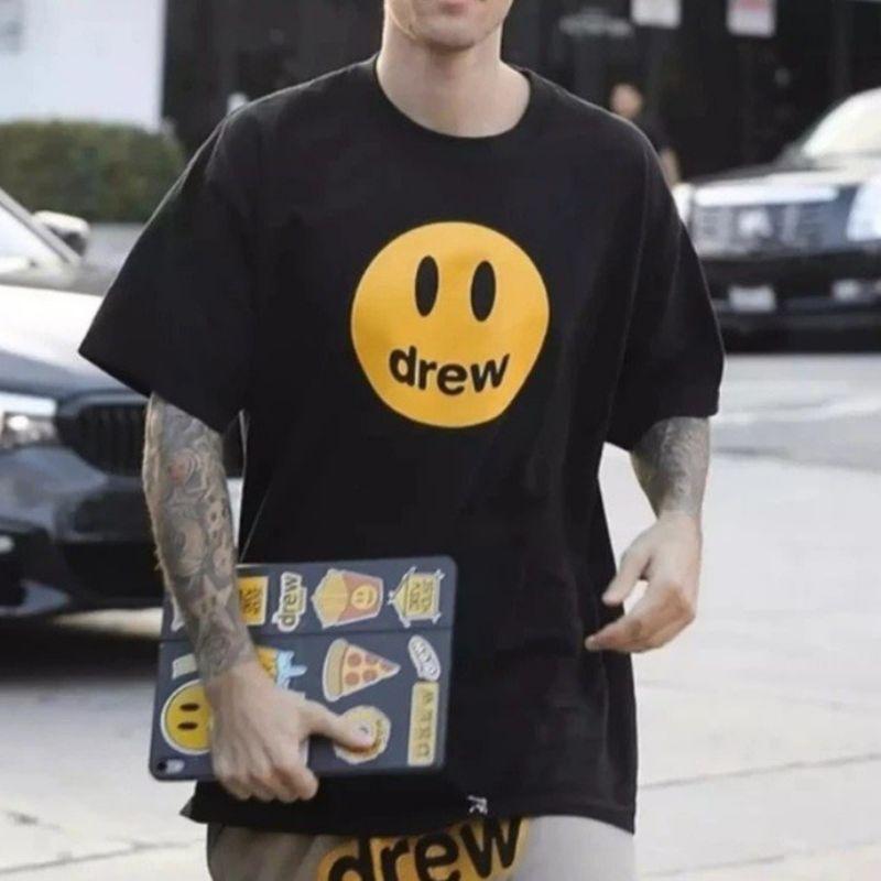 Áo thun unisex tay lỡ Icon mặt cười Justin Bieber đầy đủ tag cổ tag tay - Hany shop