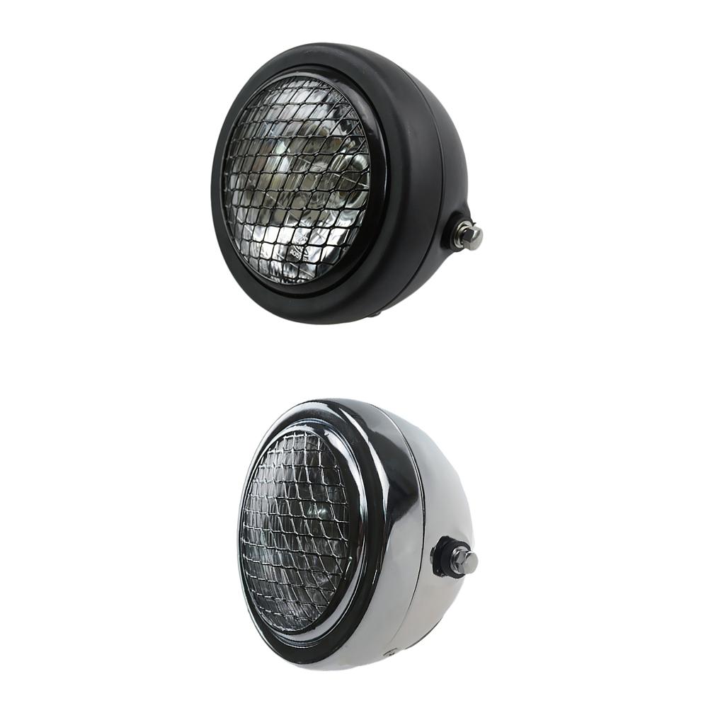 Black Retro Motorcycle Headlight with Grill Cover for Most Motorcycle