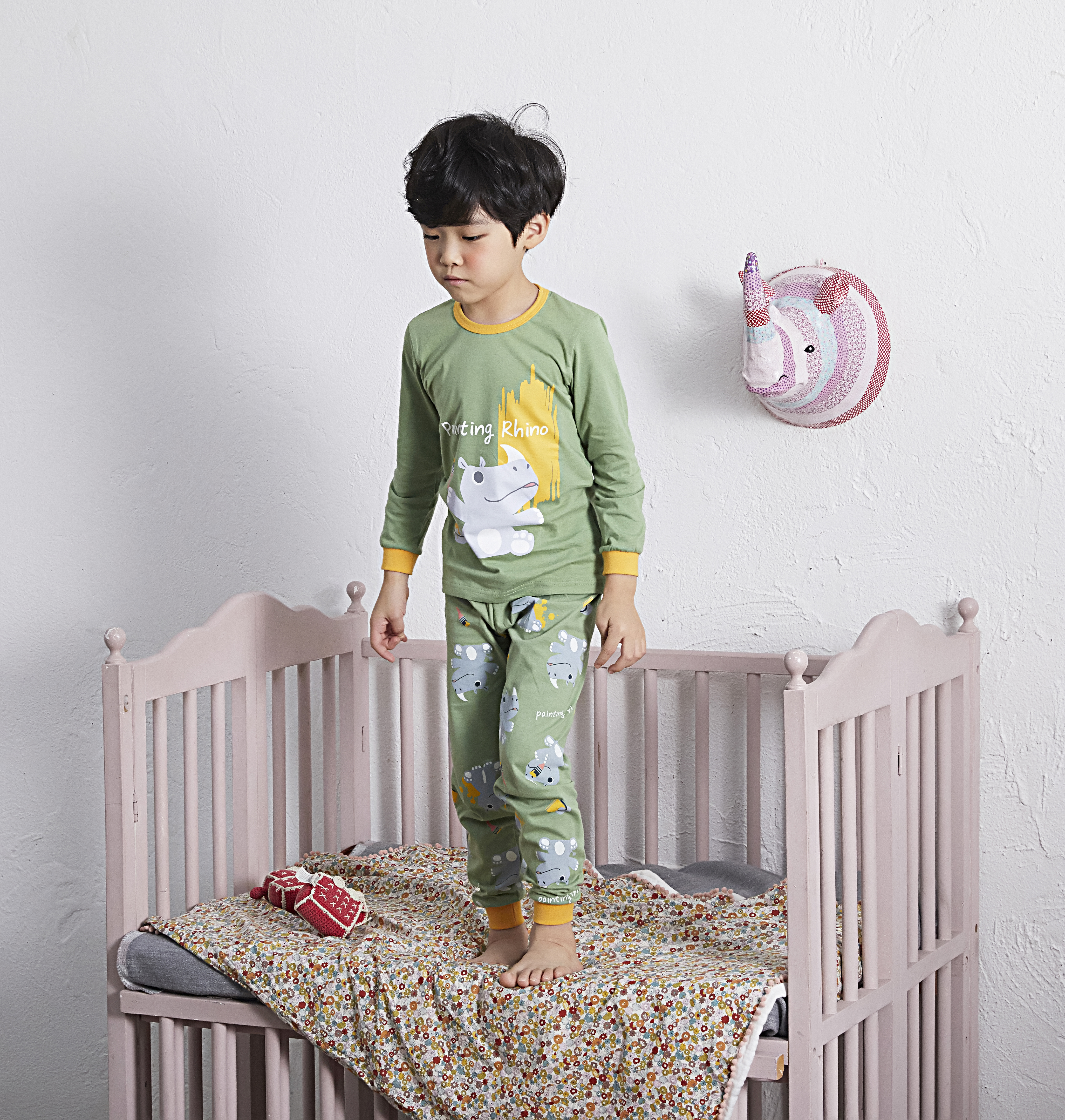 Bộ dài cho bé Olomimi Hàn Quốc Painting Rhino  FW20 - 100% cotton