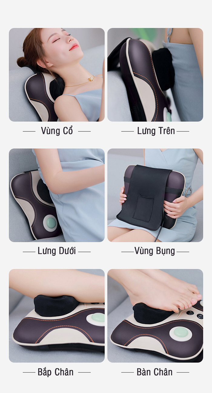 Máy Massage Đấm Bóp Cổ Vai Gáy Nikio NK-136AC - Con Lăn 3D Xoa Bóp Chuyên Sâu Kết Hợp Hồng Ngoại Trị Liệu Đau Mỏi Cổ, Hỗ Trợ Mát Xa Lưng - Tặng Kèm Cáp Dùng Trên Ô Tô