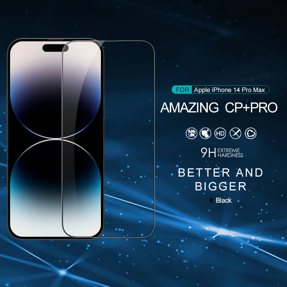 Miếng dán kính cường lực full 3D cho iPhone 14 Pro Max hiệu Nillkin Amazing CP+ Pro - hàng nhập khẩu