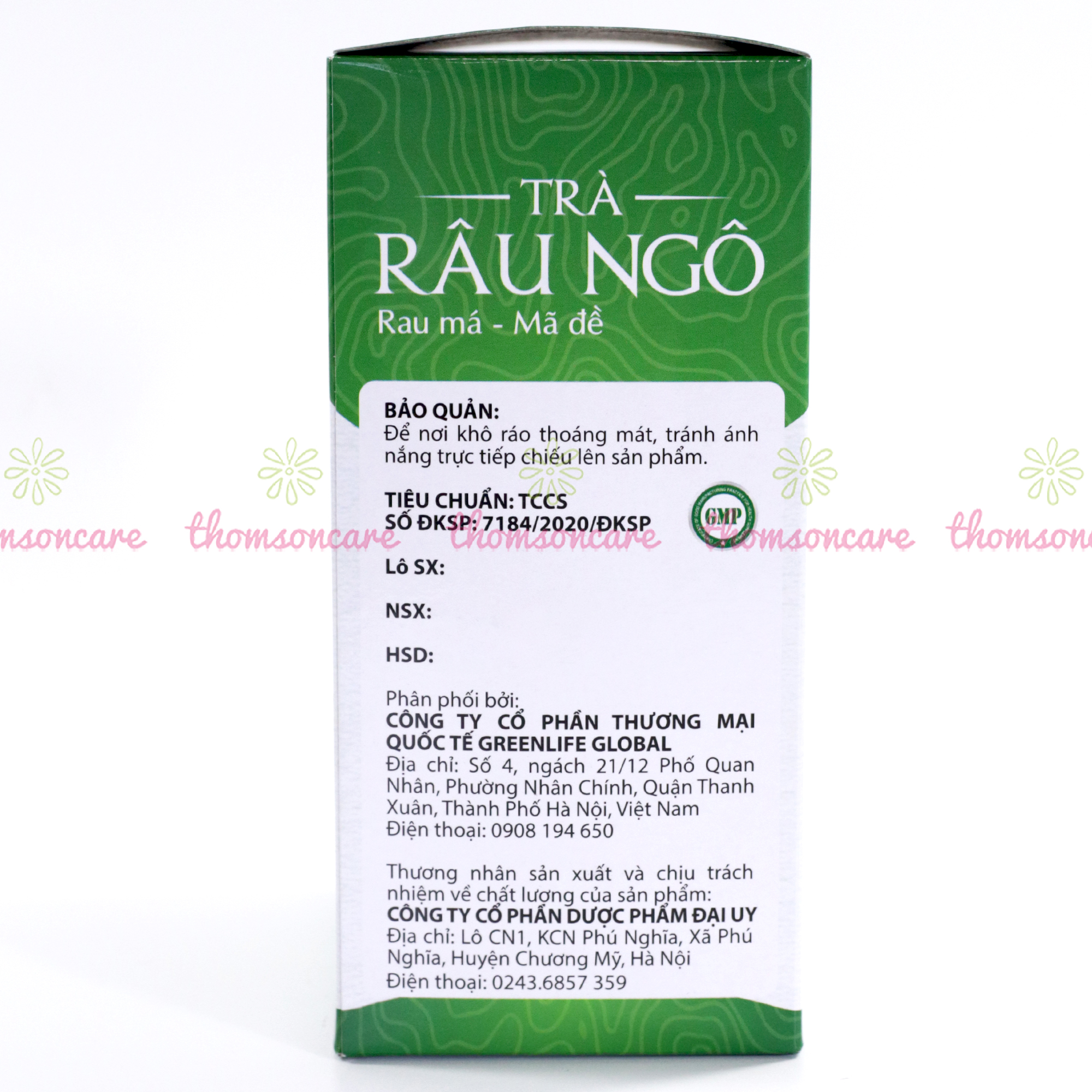 Trà râu ngô GrnLife rau má mã đề Hộp 20 gói, giúp thanh nhiệt, mát gan, lợi tiểu, tốt cho người tiểu rắt nóng trong, rôm sẩy - Thomsoncare