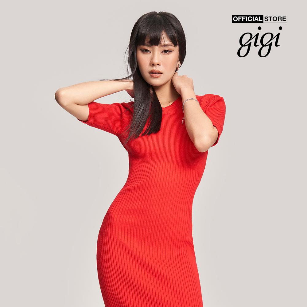 GIGI - Đầm body midi tay ngắn cổ tròn hiện đại G2106K222701