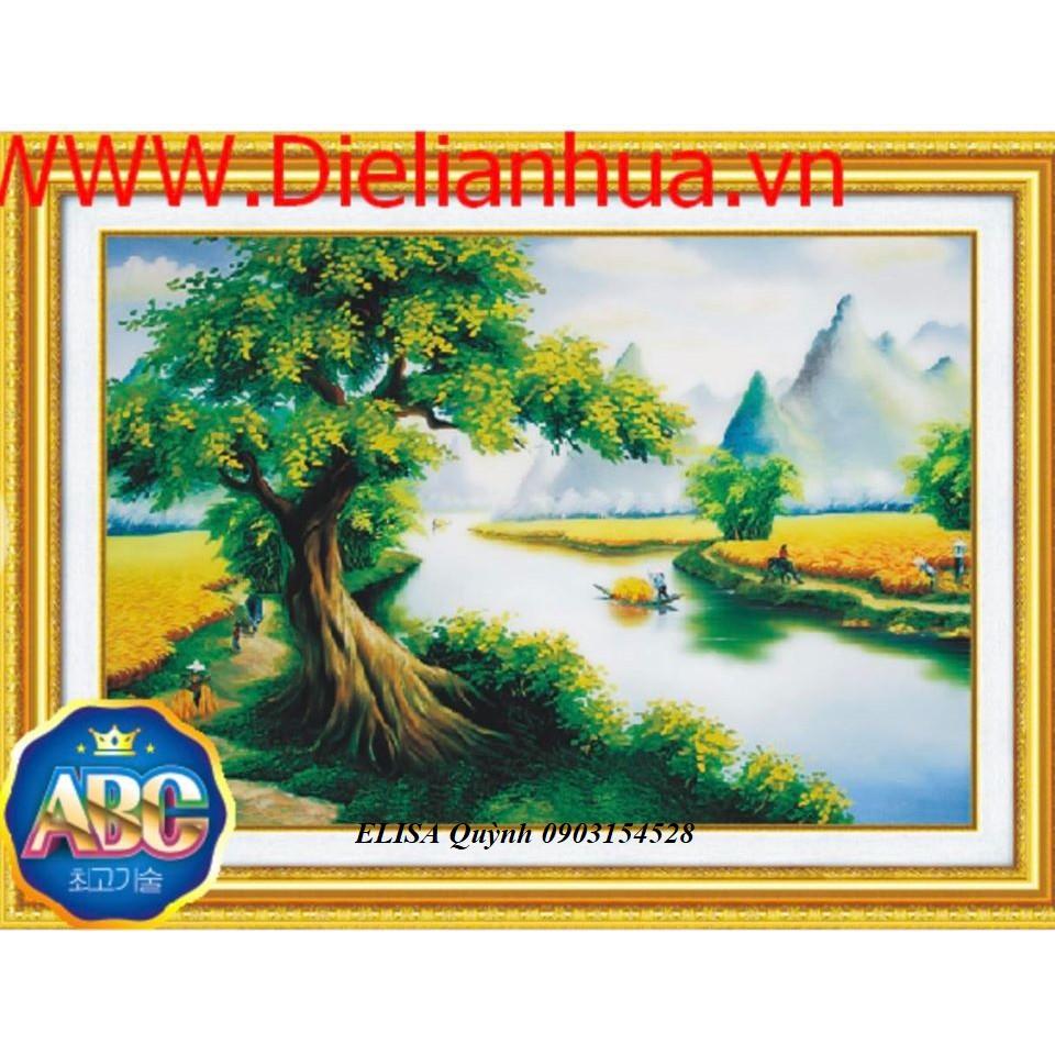 Tranh đá cánh đồng bội thu DF374 - kích thước: 75 * 55cm.